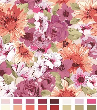 botanical painting colorful retro blooming closeup design