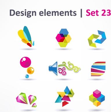 web icons elements colorful modern 3d flat shapes