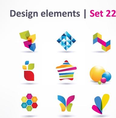 web icons elements colorful modern 3d flat shapes