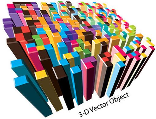colored 3d objects background vector
