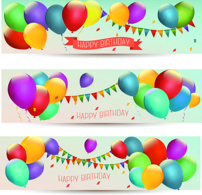 colored balloons holiday banner vector