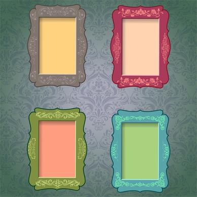 colored blank retro frames collection with classic pattern