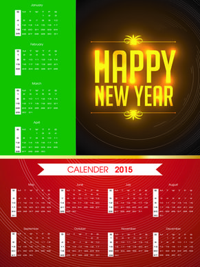 colored calendar15 with happy new year background