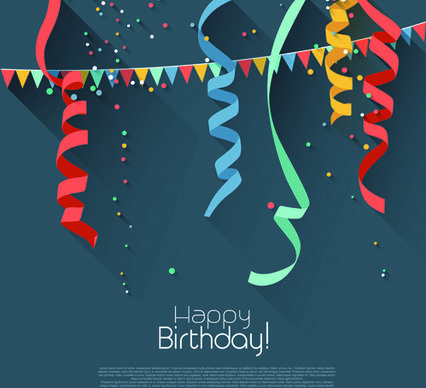 colored confetti with happy birthday gray background vector