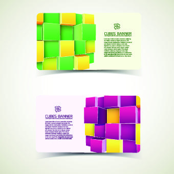 colored cubes banner card design vector