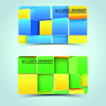 colored cubes banner card design vector