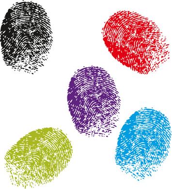 colored finger prints elements vector set