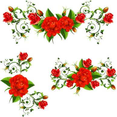 colored flowers with dewdrop vector