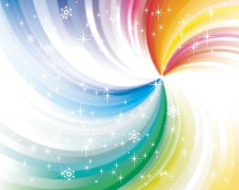 abstract colorful background swirling design and snowflakes decoration