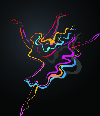 colored in woman dance design vector