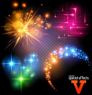 colored light special effects vectors set