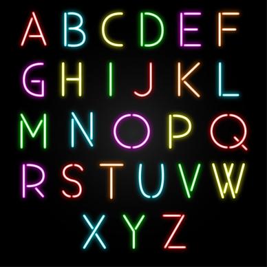 colored light sticks alphabet vector