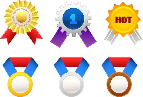 colored medal and medals vector