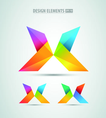 colored origami design elements vector