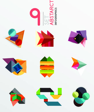 colored origami infographic elements illustration vector