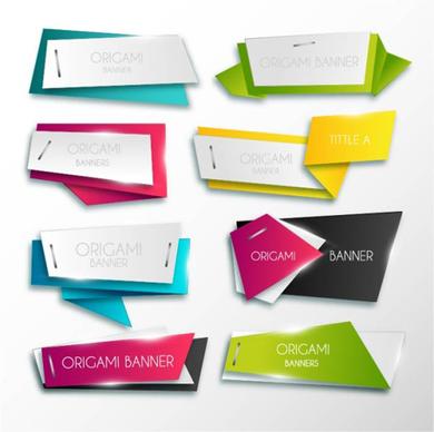 colored origami layered banner vector
