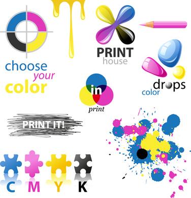 colored paint objects design elements vector