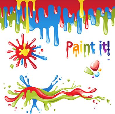 colored paint objects design elements vector