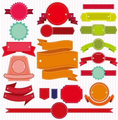 colored ribbon banners with labels vector