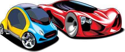 colored sport car elements vector