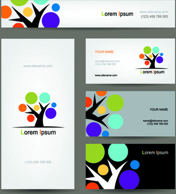 colored tree business card vector