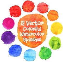 colored watercolor splashes vector