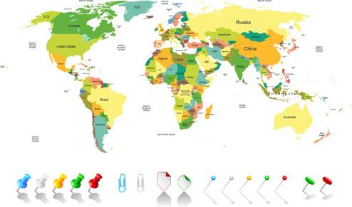 colored world map design vector