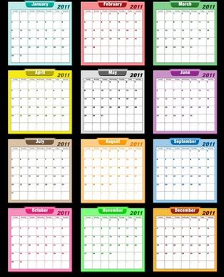 2011 calendar template simple modern plane layout