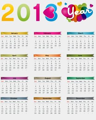 Colorful 2013 Calendar Vector Illustration