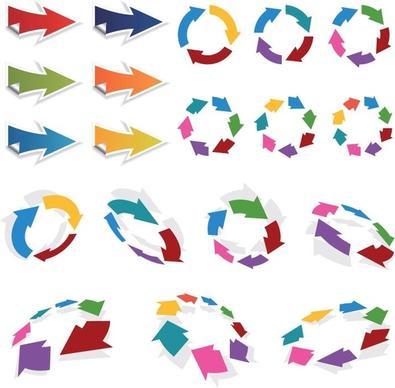 Colorful 3D Vector Arrows Set