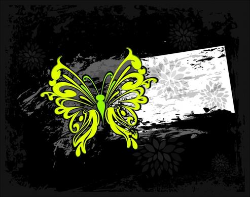 decorative background template butterfly sketch dark grunge design