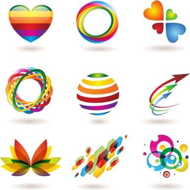 colorful abstract logo element set