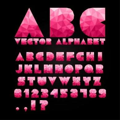 alphabet background modern red low polygonal decor