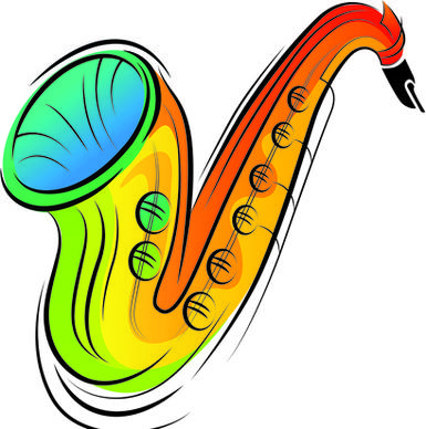 colorful animal and musical instruments illustrations vector
