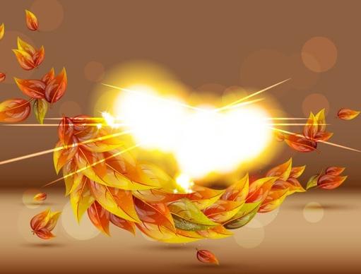 colorful autumn leaves card 01 vector