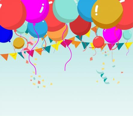 colorful balloon background ribbon decoration cartoon style