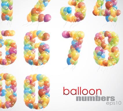 colorful balloon consisting of alphabet with numbers vector