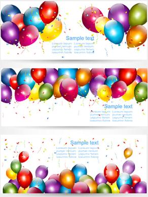 colorful balloons banners birthday vector