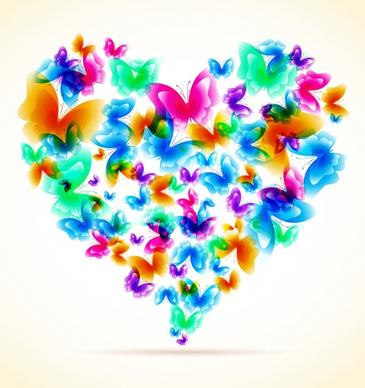 romance background colorful butterflies decor heart layout