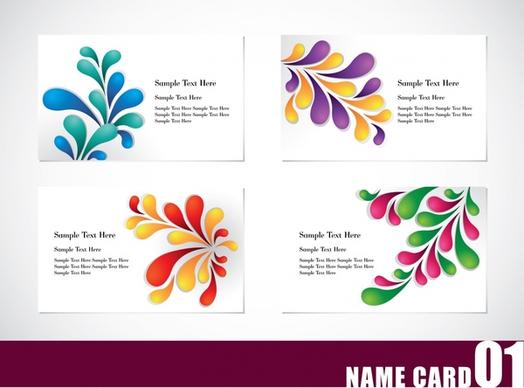 name card templates colorful leaf decor