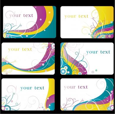 name card templates flowers decor colorful curves ornament