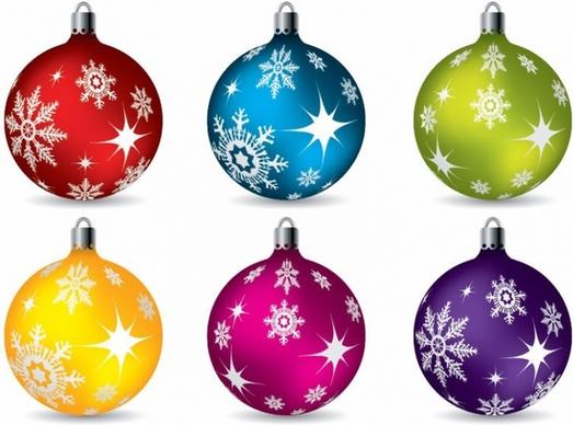 Colorful Christmas Ball Ornaments Vector