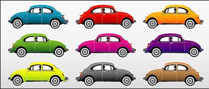 Colorful classic cars vector material