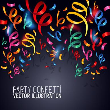 colorful confetti and ribbon paper vector background