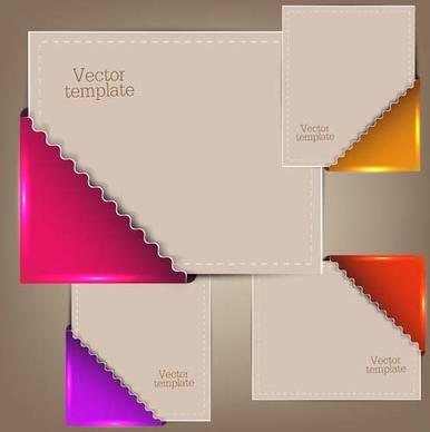 colorful corners cards vector set
