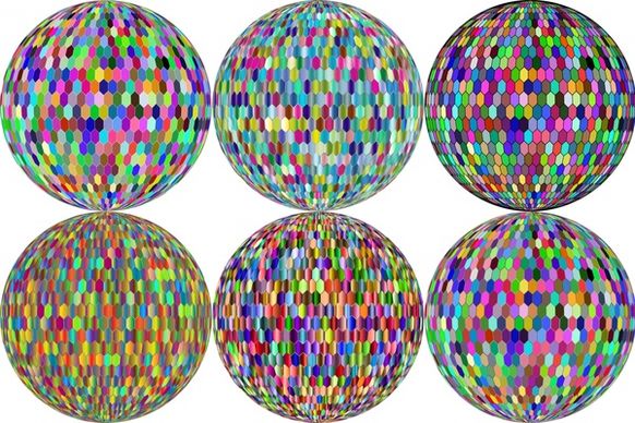 colorful disco balls collection vector illustration