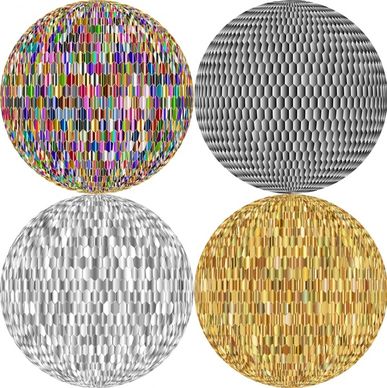 colorful disco balls vector illustrations on white background