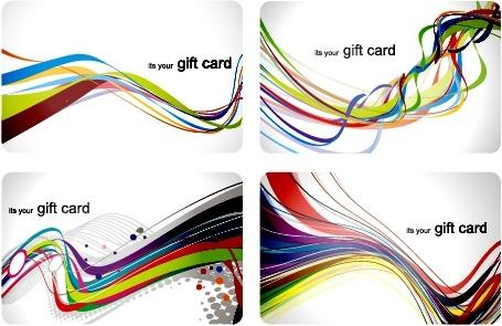 card templates colorful dynamic curves decor