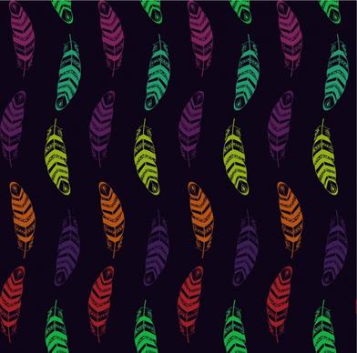 colorful feathers pattern repeating curved design style