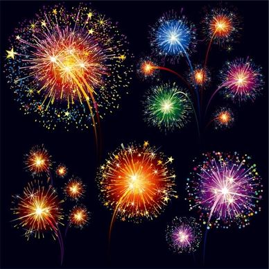 colorful fireworks 01 vector